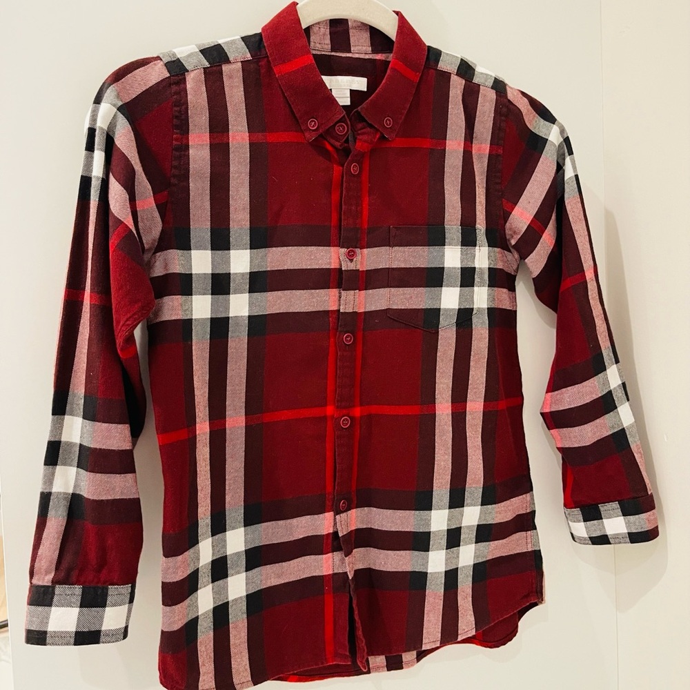Burberry Red Plaid Boys Dress Shirt